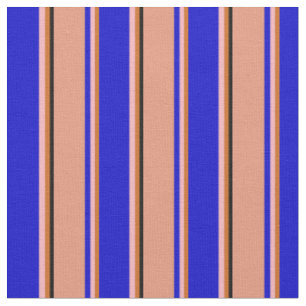 Tissu Chocolat, rose clair, bleu, Saumon foncé & noir
