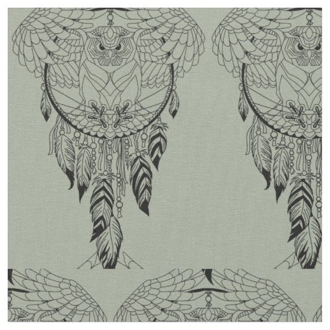 Tissu chouette avec attrapeur de rêve (Fermer)