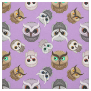 Tissu Chouettes Adorables sur Motif Violet