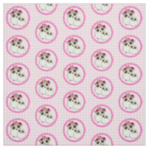 Tissu Chouettes Blancs mignonnes Rose Blanc En vichy Pla