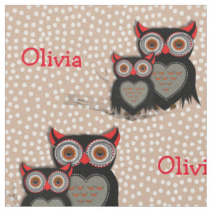 Tissu Chouettes Mignonnes Whimsy Sur Polka Dot Personnal