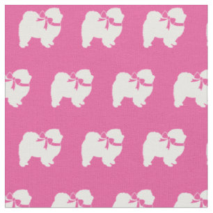 Tissu Chow Chow Chien Silhouette Animal rose