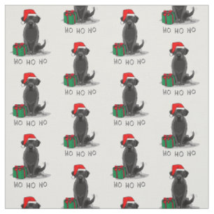 Tissu Christmas Père Noël Black Labrador Retriever Cute