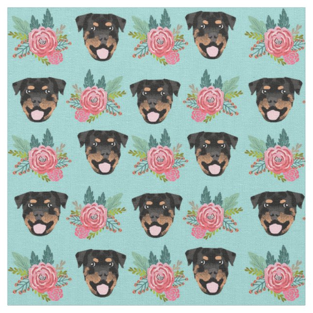 Tissu Chrysler à la menthe et aux fleurs roses (Fermer)