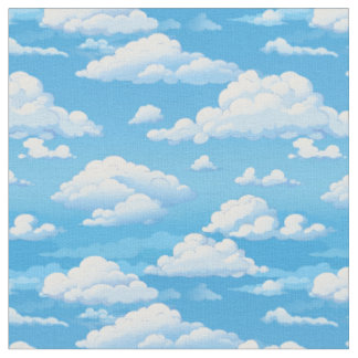 Tissu ciel bleu avec nuages fluides dessin animé