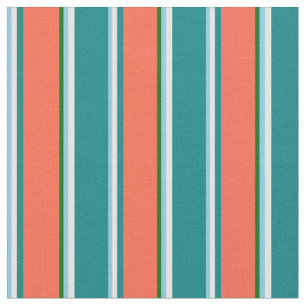 Tissu Ciel bleu, blanc, Turquoise, rouge et vert foncé