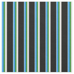 Tissu Ciel bleu, bleu, vert de la forêt, blanc et noir