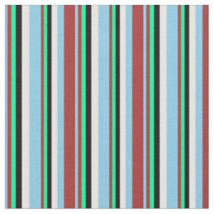 Tissu Ciel bleu, Brown, vert, noir et blanc Motif