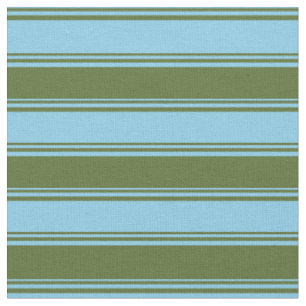 Tissu Ciel bleu et vert olive foncé Motif de bandes