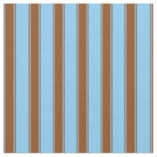 Tissu Ciel clair bleu et Brown rayures Motif