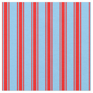Tissu Ciel clair bleu et Motif rouge