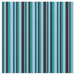 Tissu Ciel clair bleu, noir et Motif cyan foncé