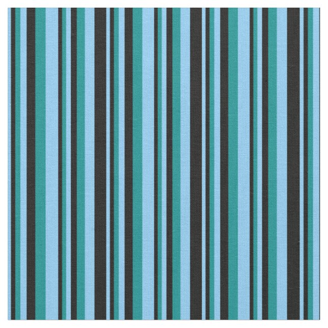 Tissu Ciel clair bleu, noir et Motif cyan foncé (Fermer)