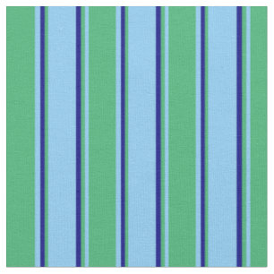 Tissu Ciel clair bleu, Sea Green & Blue Lines Motif