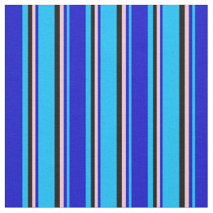Tissu Ciel profond bleu, bleu, rose et noir