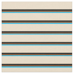 Tissu Ciel profond bleu, Brown, noir & Tan Lines Motif