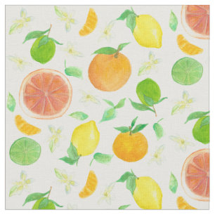 Tissu Citrons Oranges Pamplemousse Agrumes Fruit Aquarel
