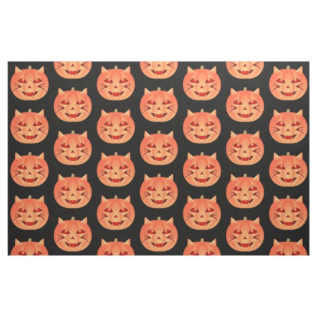 Tissu Citrouille de chats d'Halloween (Fat Quarter)