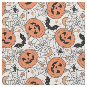 Tissu Citrouille éffrayant Motif Halloween