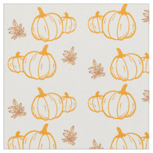 Tissu Citrouilles et Feuilles d'automne de la récolte