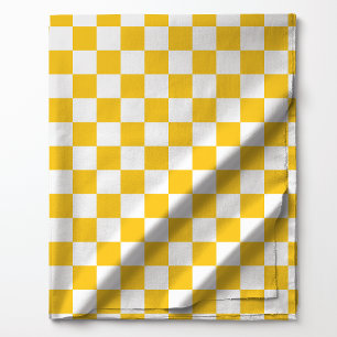 Tissu Classique jaune et blanc À damiers Motif