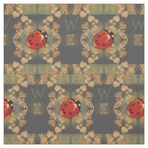 Tissu Coccinelle et vignes mignonnes avec le monogramme