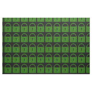 Tissu Code de l'ordinateur de cadenas - Vert sur noir
