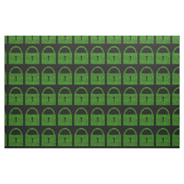 Tissu Code de l'ordinateur de cadenas - Vert sur noir (Fat Quarter)