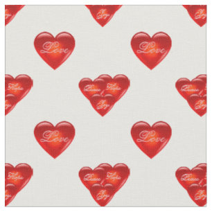 Tissu coeur/coeur rouge/amour/joie/paix/espoir - blanc