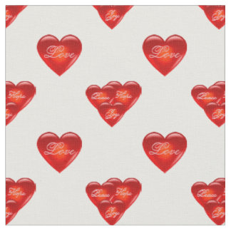 Tissu coeur/coeur rouge/amour/joie/paix/espoir - blanc