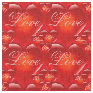 Tissu coeur/coeur rouge/amour/joie/paix/espoir - rouge