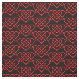Tissu Coeur de conception tressé céleste/Gadhlig rouge