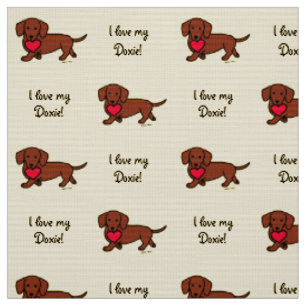 Tissu Coeur doux rouge de teckel