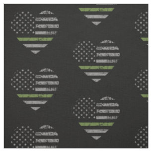 Tissu Coeur du drapeau américain de la ligne verte minc