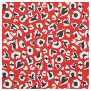 Tissu coeur poster de animal de léopard rouge noir