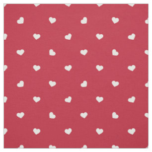 Tissu Coeurs blancs sur rouge