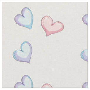 Tissu Coeurs bleu et rose sur un arrière - plan blanc