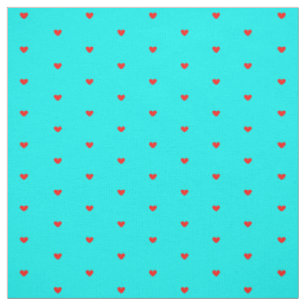 Tissu Coeurs brillants de Polka rouge sur bleu turquoise