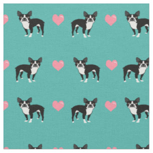 Tissu Coeurs d'amour roses de Boston Terrier