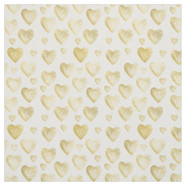 Tissu Coeurs d'aquarelle d'or (Échantillon)