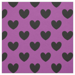 Tissu Coeurs de polka noir sur violet