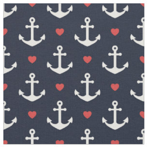 Tissu Coeurs et motif d'Ancres