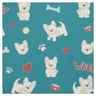 Tissu Coeurs français bulldog pawprint amoureux des chie
