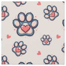 Cœurs Mignons & Empreintes de Pattes Coton