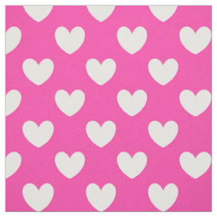 Tissu Coeurs polka blanc sur rose fuchsia