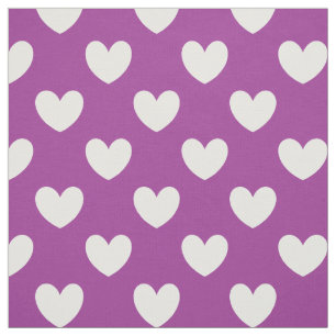 Tissu Coeurs polka blanc sur violet