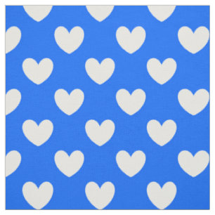 Tissu Coeurs polka blancs sur bleu