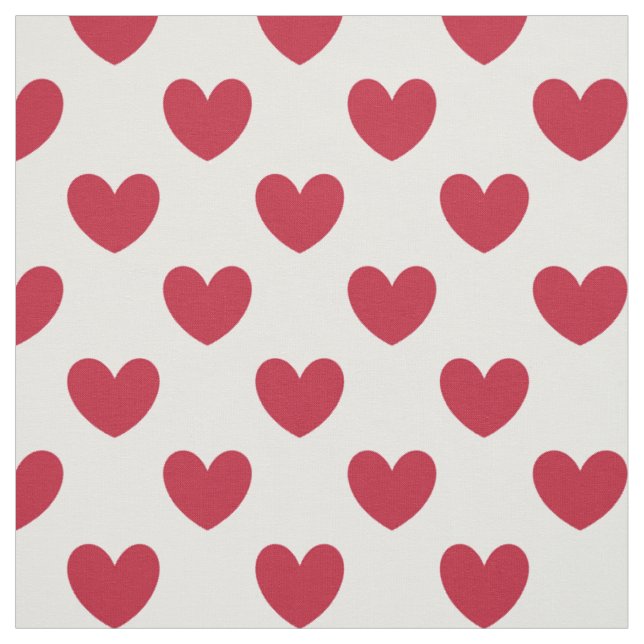 Tissu Coeurs polka rouge sur blanc (Échantillon)