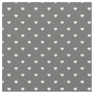 Tissu Coeurs Pots de Polka Gris Charbon