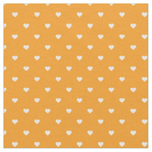 Tissu Coeurs Pots Orange Polka